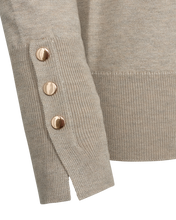 Load image into Gallery viewer, FREEQUENT PULLOVER KATIE PLAIN FLAT GOLD BUTTON moonbeam melange
