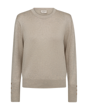 Load image into Gallery viewer, FREEQUENT PULLOVER KATIE PLAIN FLAT GOLD BUTTON moonbeam melange
