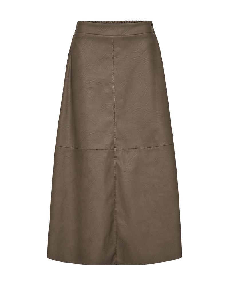 FREEQUENT ROK HARLEY FAUX LEATHER SKIRT morel