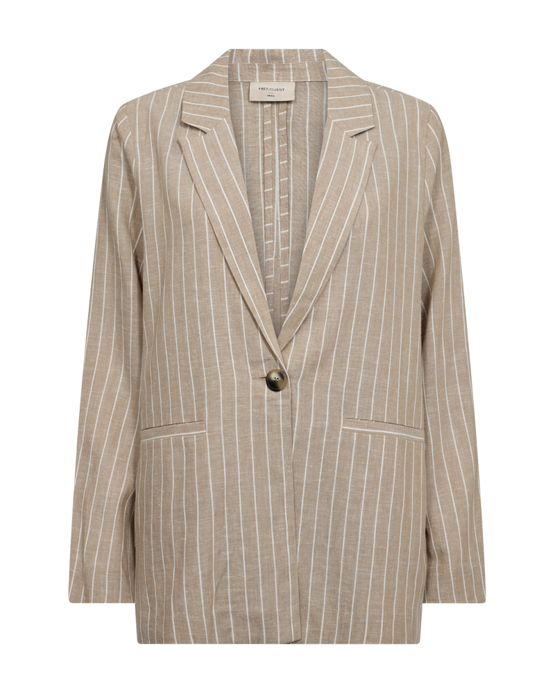 FREEQUENT BLAZER LAVEGA PINSTRIPE sand melange w. off white