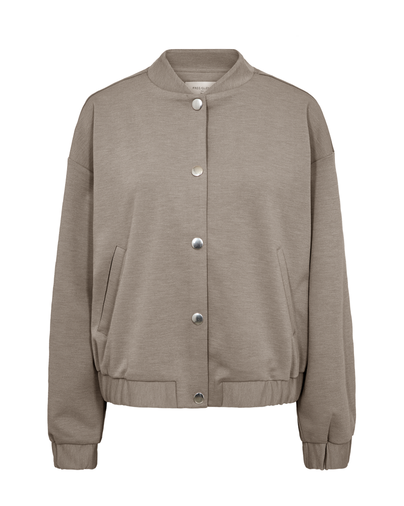FREEQUENT NAYA JERSEY BOMBER JACKET desert taupe melange
