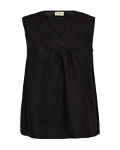 Afbeelding in Gallery-weergave laden, FREEQUENT LAVA TOP V-NECK PINTUCKS DETAIL black
