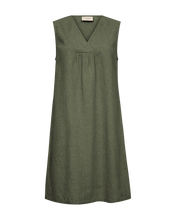 Load image into Gallery viewer, FREEQUENT LAVA DRESS V-NECK PINTUCKS DETAIL deep lichen green
