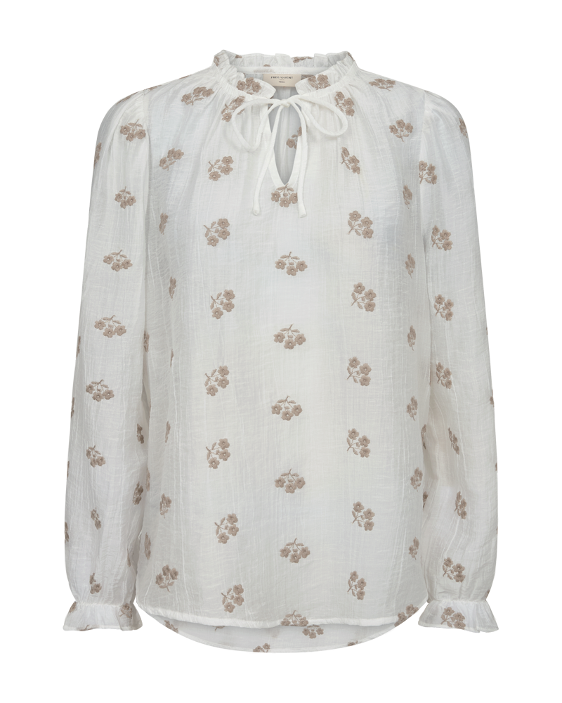 FREEQUENT BLOUSE WENDY WITH EMBROIDERY star off white w. simply taupe