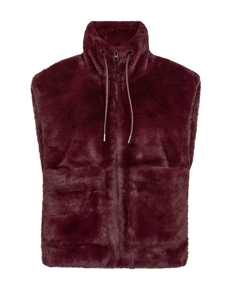 FREEQUENT WAISTCOAT FONY FAUX FUR VEST W. ZIPPER port royale