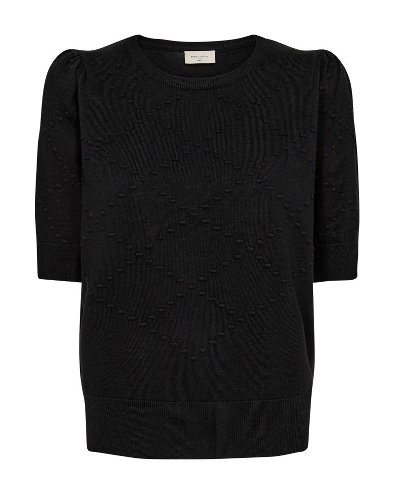 FREEQUENT PULLOVER DODO SHORT SLEEVE V-DOT PATTERN black