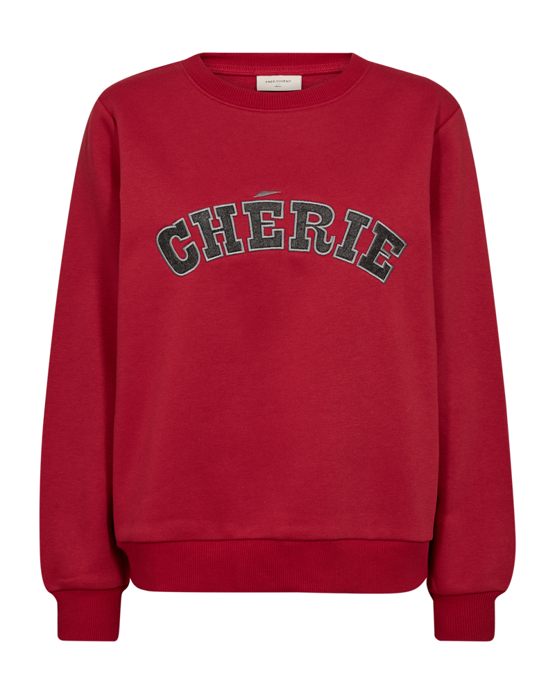 FREEQUENT SWEATER WANA EMBROIDERY chili pepper w. dark grey