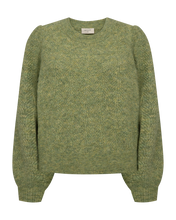 Afbeelding in Gallery-weergave laden, FREEQUENT PULLOVER SEVALIN HOLE PATTERN PUFF SLEEVE fern melange
