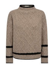 Afbeelding in Gallery-weergave laden, FREEQUENT PULLOVER HIRO CABLE STRIPE PATTERN desert taupe mel. w. black
