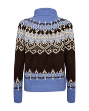 Afbeelding in Gallery-weergave laden, FREEQUENT PULLOVER MERLA JACQUARD HIGH NECK coffee bean mel. w. wedgewood mel.
