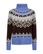Afbeelding in Gallery-weergave laden, FREEQUENT PULLOVER MERLA JACQUARD HIGH NECK coffee bean mel. w. wedgewood mel.
