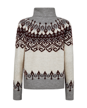 Afbeelding in Gallery-weergave laden, FREEQUENT PULLOVER MERLA JACQUARD HIGH NECK moonbeam mel w. med grey mel.
