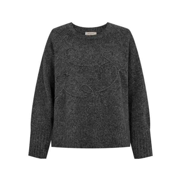 FREEQUENT PULLOVER SEVALIN O-NECK dark grey melange