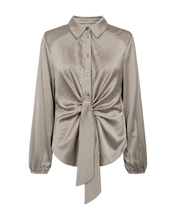 Load image into Gallery viewer, FREEQUENT BLOUSE DOVE SATEEN KNOT DETAIL medium grey mel.
