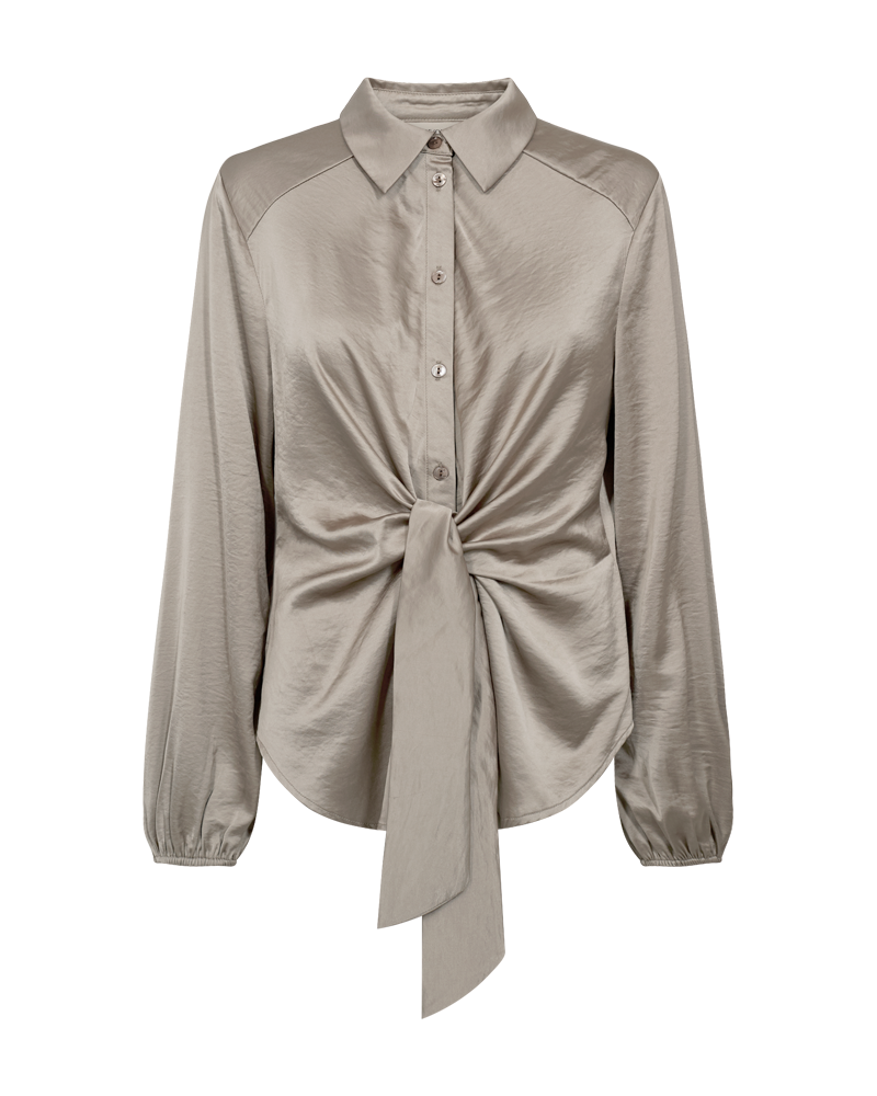 FREEQUENT BLOUSE DOVE SATEEN KNOT DETAIL medium grey mel.