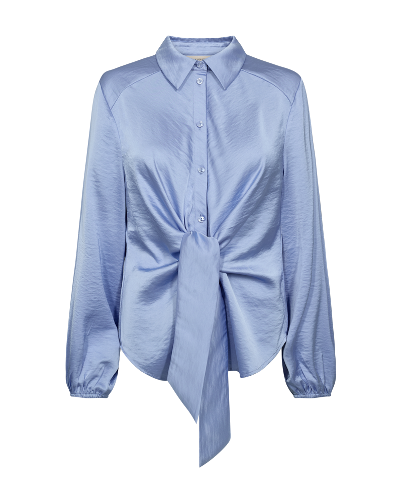 FREEQUENT BLOUSE DOVE SATEEN KNOT DETAIL serenity