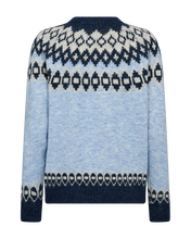 Afbeelding in Gallery-weergave laden, FREEQUENT PULLOVER NOVALA JACQUARD O-NECK wedgewood grey mel. w. dark grey mel.
