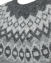 Afbeelding in Gallery-weergave laden, FREEQUENT PULLOVER NOVALA JACQUARD O-NECK med grey mel. w. dark grey mel.
