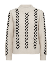 Afbeelding in Gallery-weergave laden, FREEQUENT PULLOVER STOKKE EMBROIDED DETAIL moonbeam w. black
