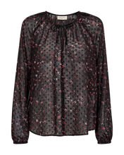 Afbeelding in Gallery-weergave laden, FREEQUENT BLOUSE SANDA PRINTED DOBBY FABRIC black w. port royale

