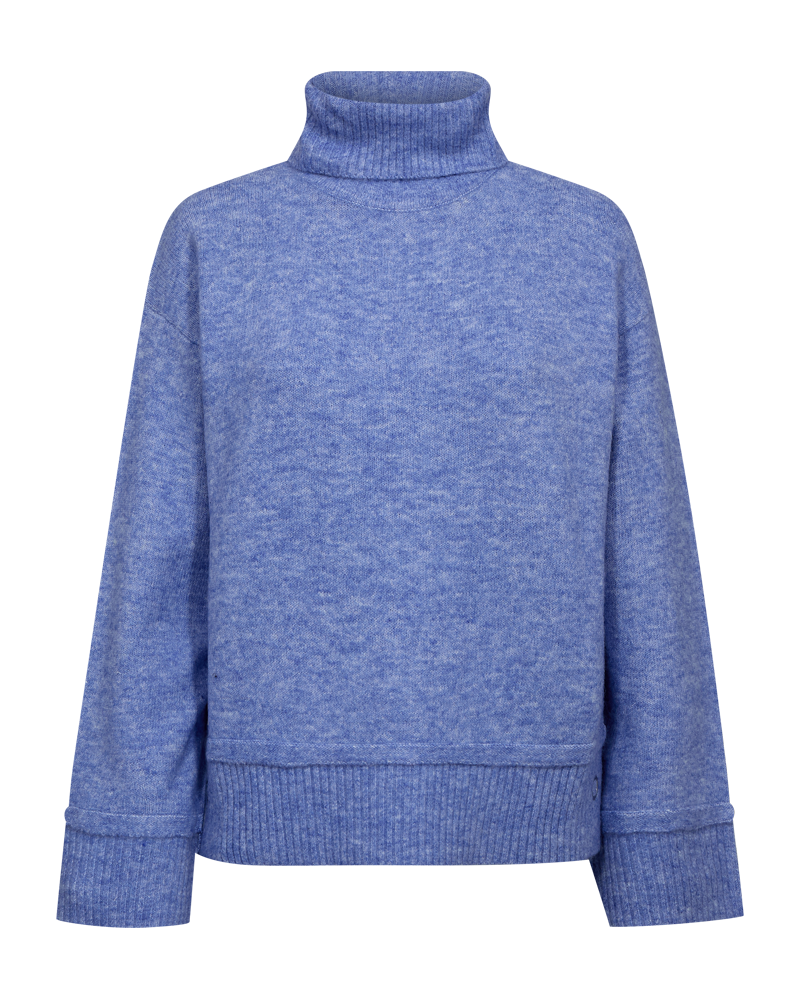 FREEQUENT PULLOVER MULLE ROLLNECK BUTTON DETAIL wedgewood melange
