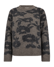 Afbeelding in Gallery-weergave laden, FREEQUENT PULLOVER PANTEA JACQUARD METALLIC FEATHER YARN morel mel. w. med. grey mel.
