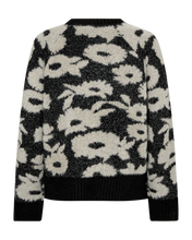 Afbeelding in Gallery-weergave laden, FREEQUENT PULLOVER PANTEA JACQUARD METALLIC FEATHER YARN black w. moonbeam melange
