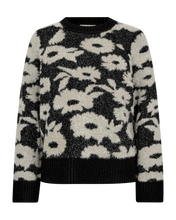 Afbeelding in Gallery-weergave laden, FREEQUENT PULLOVER PANTEA JACQUARD METALLIC FEATHER YARN black w. moonbeam melange
