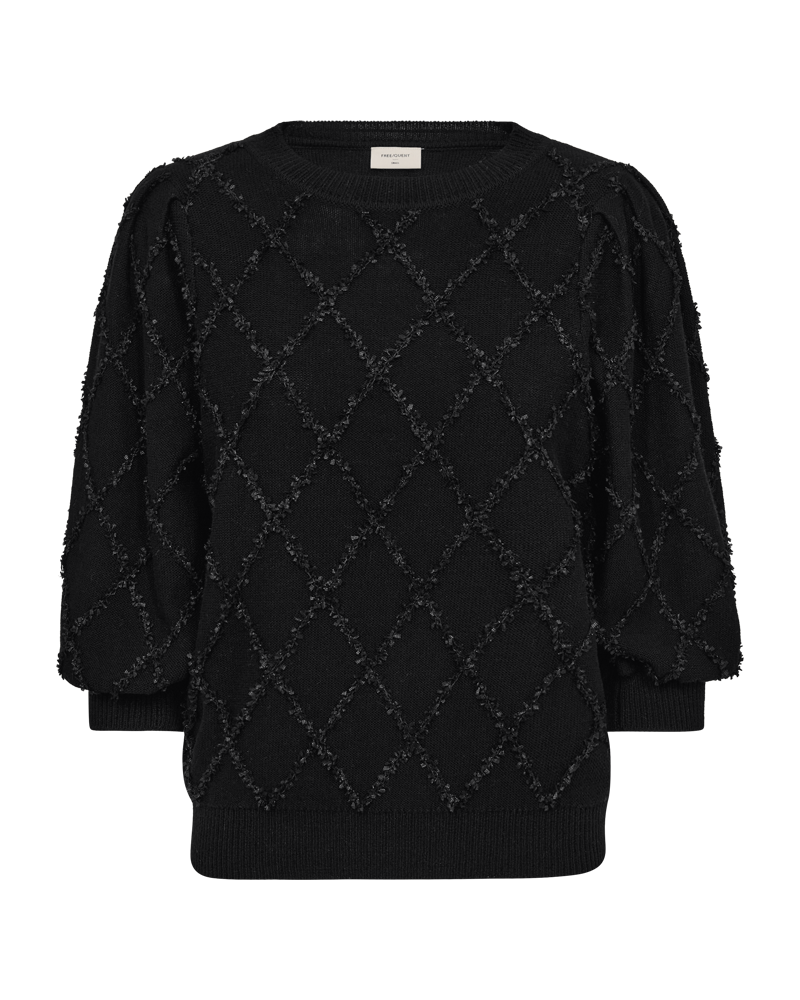 FREEQUENT PULLOVER SAFRI EFFECT YARN PUFF SLEEVE black