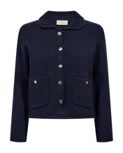 Load image into Gallery viewer, FREEQUENT CARDIGAN ZANA INTERLOCK KNIT navy blazer
