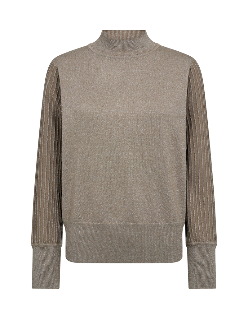 FREEQUENT PULLOVER BISOLO METALLIC KNIT desert taupe melange w. silver