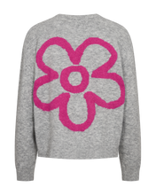 Afbeelding in Gallery-weergave laden, FREEQUENT VEST NOMAS JACQUARD DETAILS med. grey mel. w fuchsia purple
