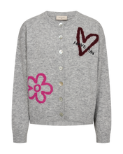 Afbeelding in Gallery-weergave laden, FREEQUENT VEST NOMAS JACQUARD DETAILS med. grey mel. w fuchsia purple
