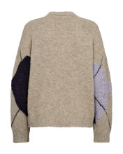 Afbeelding in Gallery-weergave laden, FREEQUENT PULLOVER LULU ARGYLE CHECK oyster grey mel w. iris melange
