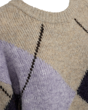 Afbeelding in Gallery-weergave laden, FREEQUENT PULLOVER LULU ARGYLE CHECK oyster grey mel w. iris melange
