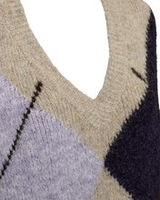 Afbeelding in Gallery-weergave laden, FREEQUENT WAISTCOAT LULU ARGYLE CHECK oyster grey mel w. iris mel
