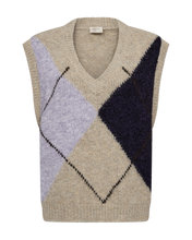 Afbeelding in Gallery-weergave laden, FREEQUENT WAISTCOAT LULU ARGYLE CHECK oyster grey mel w. iris mel
