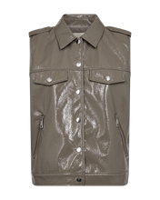 Afbeelding in Gallery-weergave laden, FGREEQUENT WAISTCOAT TRINE GLOSSY FAUX LEATHER morel
