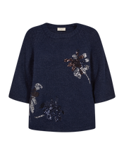 Afbeelding in Gallery-weergave laden, FREEQUENT PULL KRELA KNIT WITH SEQUIN DETAILS navy blazer melange w. silver
