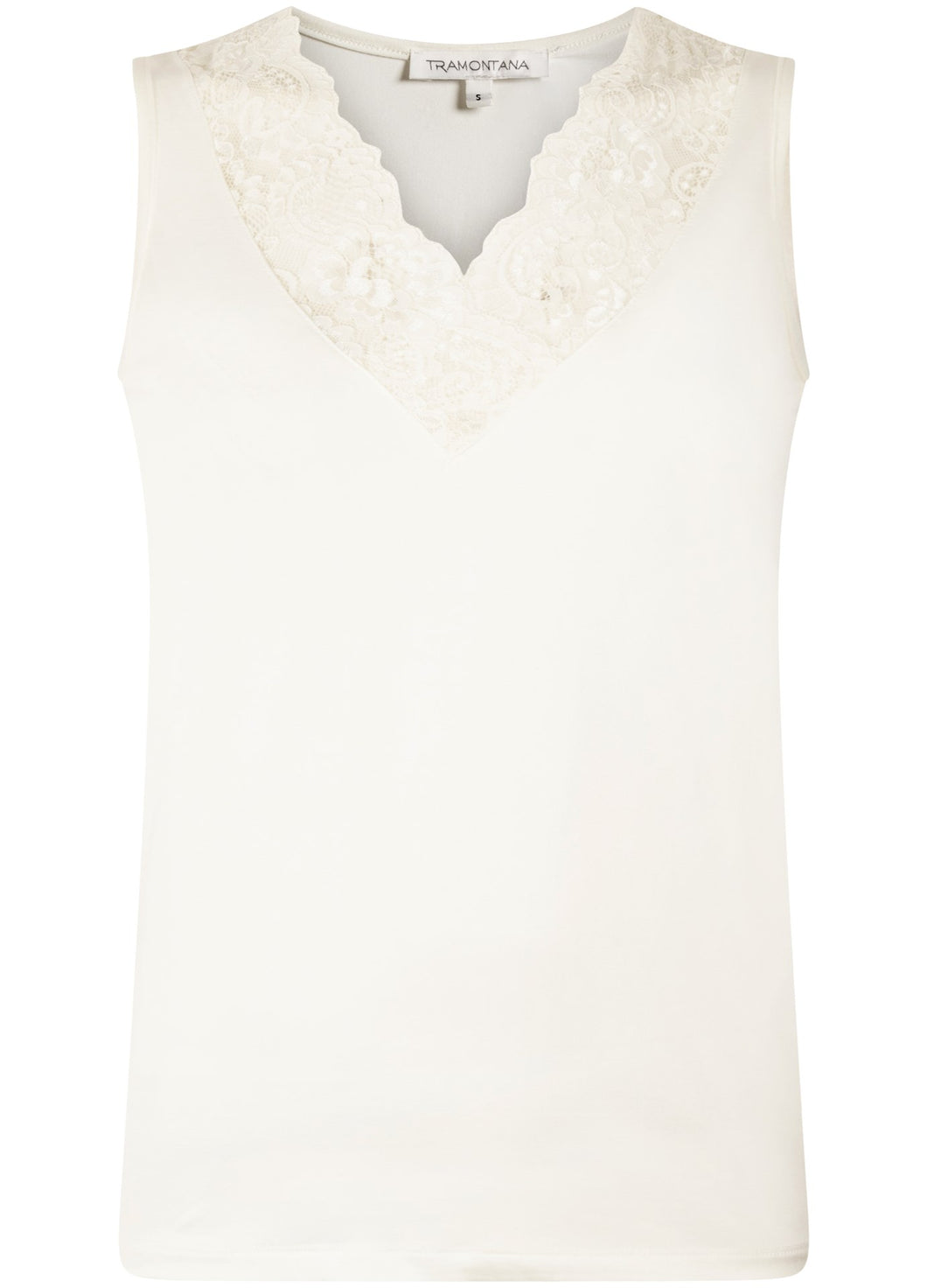 TRAMONTANA PIPPA BASIC TOP V-NECK LACE off white