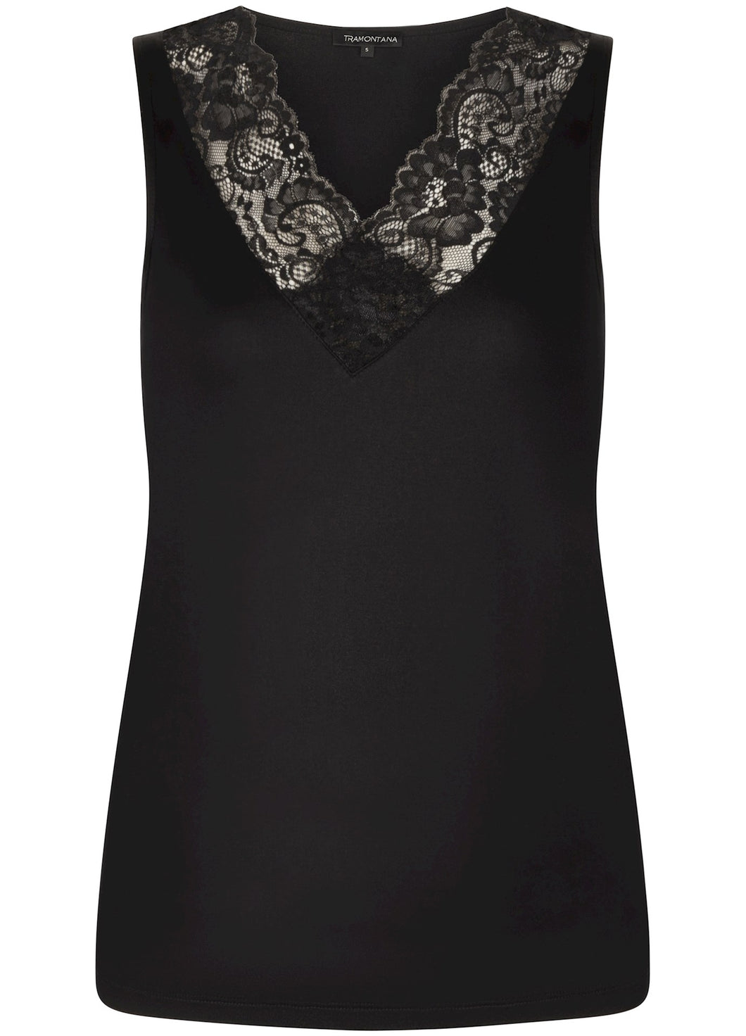 TRAMONTANA PIPPA BASIC TOP V-NECK LACE black