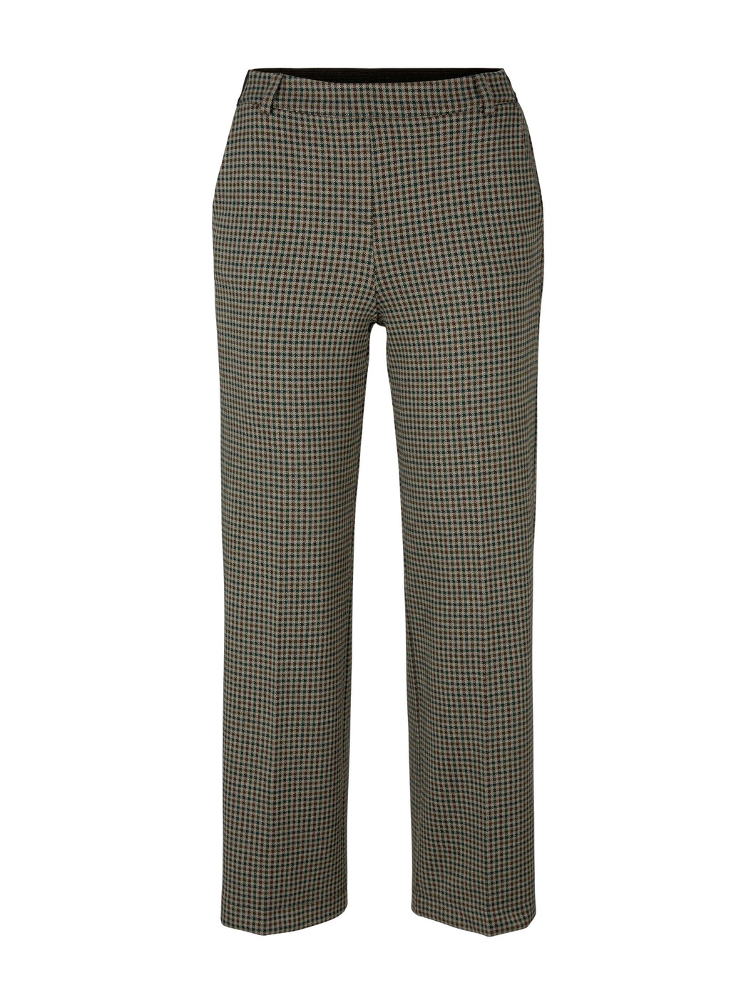 TOM TAILOR PANTS CHECKED STRAIGHT BEIGE GREEN SMALL CHECK