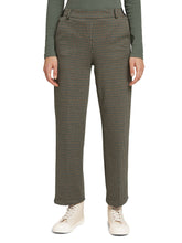 Load image into Gallery viewer, TOM TAILOR PANTS CHECKED STRAIGHT BEIGE GREEN SMALL CHECK
